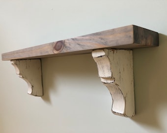 Country Corbel Shelf / Rustic Shelf with Corbels / Farmhouse Shelf / Bathroom Shelf / Above Toilet / Floating Shelf