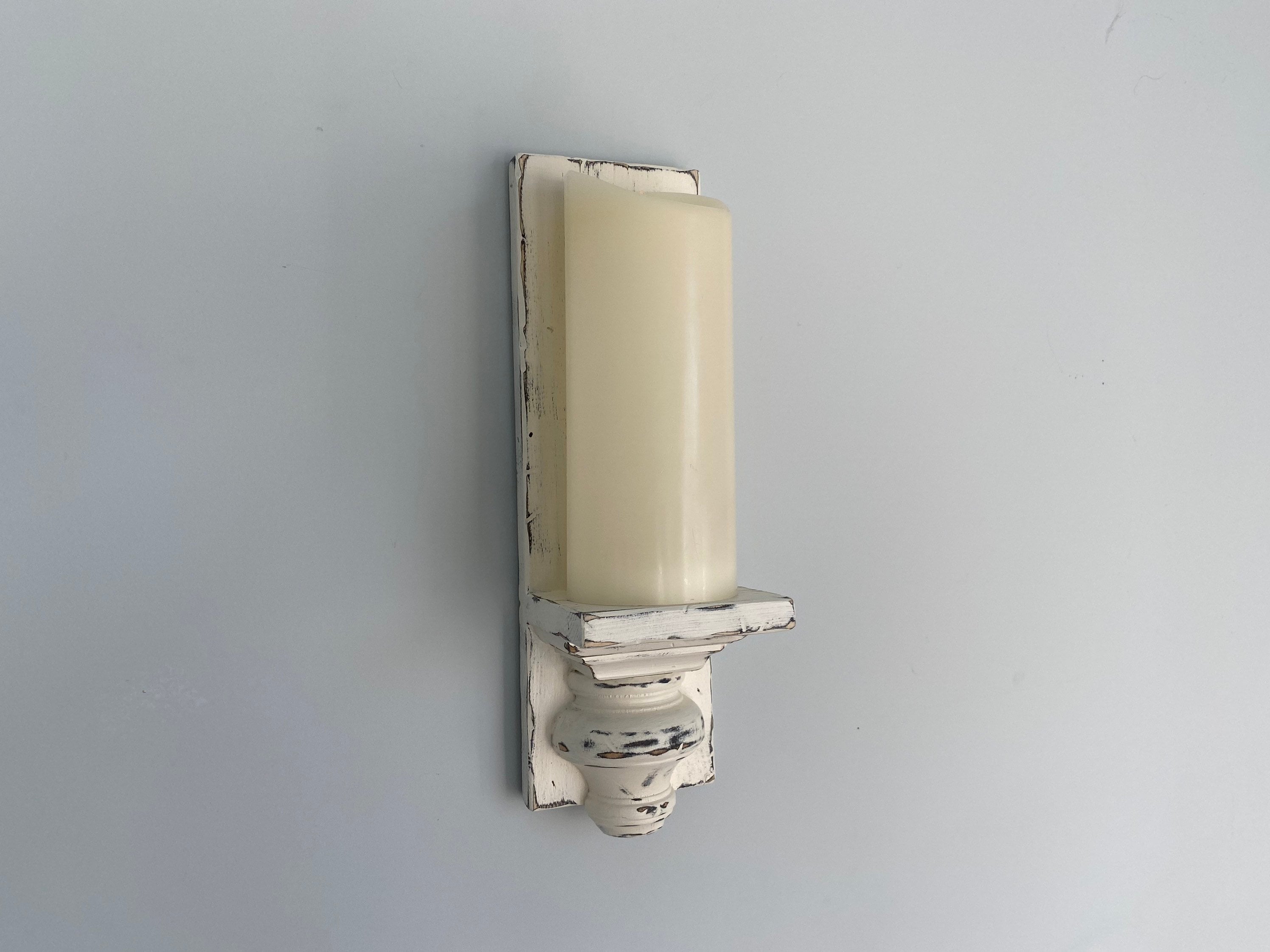 Distressed Farmhouse Candle Sconce Set / Candle Holder / Wall Etsy