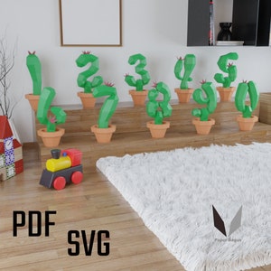 Cactus numero 3D papercraft / scultura di carta fai da te / modello di carta modello / fai da te / low poly / modello PDF / origami / arredamento per la casa
