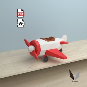 Aereo 3D papercraft / scultura di carta fai da te / modello di carta / fai da te / low poly / modello PDF / origami / arredamento per la casa
