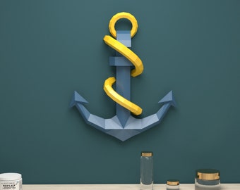 3D Papercraft Anchor: DIY Low Poly Paper Sculpture (PDF Pattern)