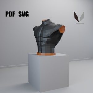 DIY Male Torso 3D Papercraft Sculpture: Low Poly Model (PDF Pattern)
