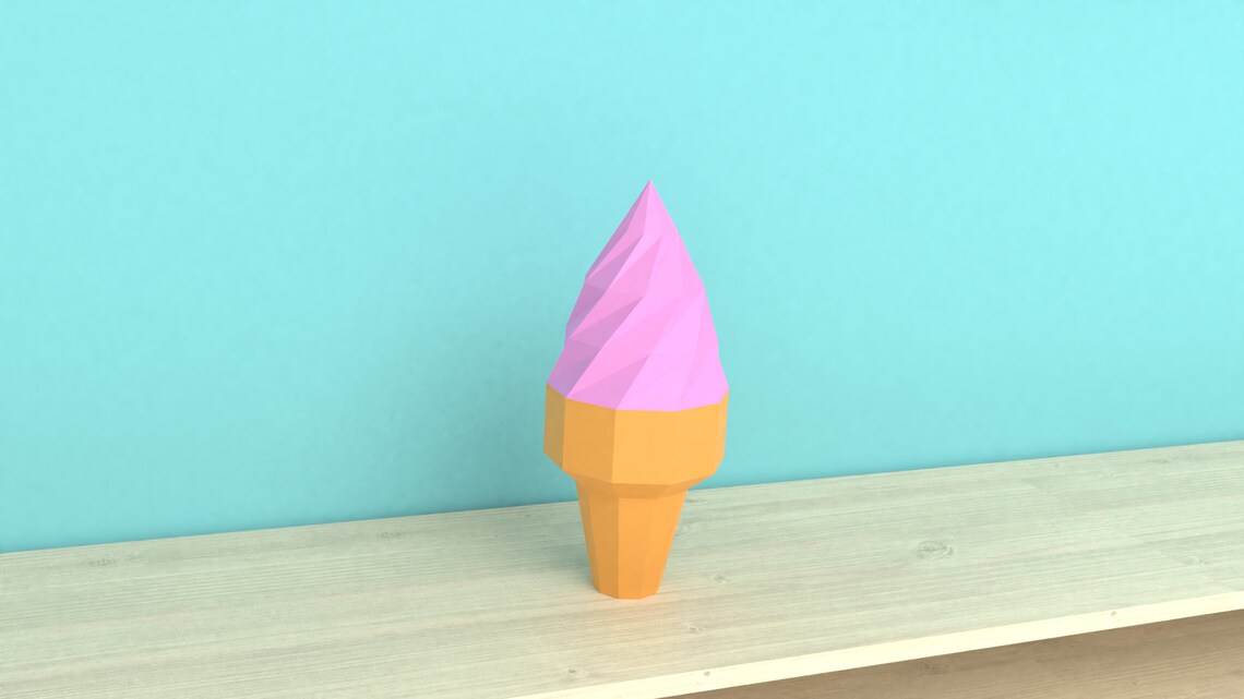 Ice Cream Cone 3D Papercraft DIY Paper Sculpture Paper - Etsy Canada