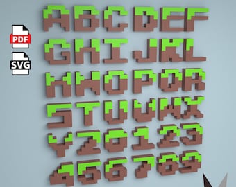 Pixelate Alphabet Papercraft: Low Poly DIY Paper Sculpture (PDF Pattern)