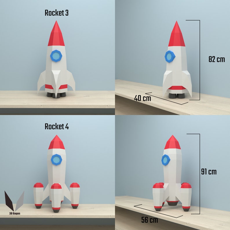 Rocket Bundle 3D Papercraft: Low Poly Paper Model (PDF Pattern) - Etsy