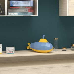 Submarine 3D Papercraft Model: DIY Low Poly Home Decor (PDF Pattern)