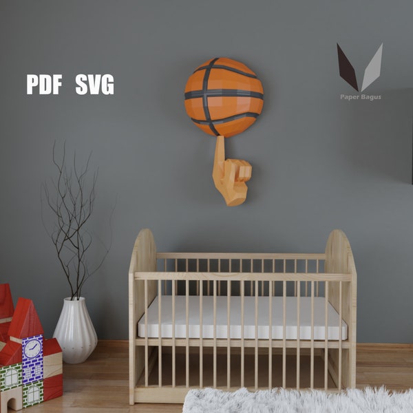 Basketball wall 3D papercraft | DIY paper sculpture | Paper model pattern | Do it yourself | Low poly | PDF pattern | origami | home decor