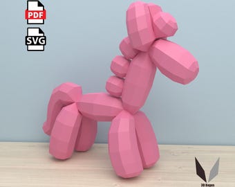 Balloon Horse 3D Papercraft: Low Poly DIY Paper Sculpture (PDF Pattern)