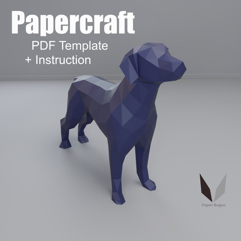 Labrador retriever dog 3D papercraft DIY paper sculpture | Etsy