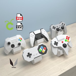 DIY Game Controller Bundle Papercraft: Low Poly Paper Model (PDF Pattern)