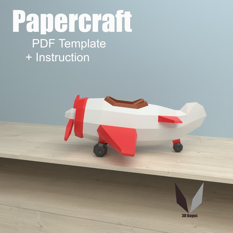 3D Papercraft Plane: DIY Low Poly Model (PDF Pattern) - Etsy