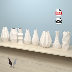 Vase bundle 3D papercraft | DIY paper sculpture | Paper model pattern | Low poly | PDF pattern | origami | home decor