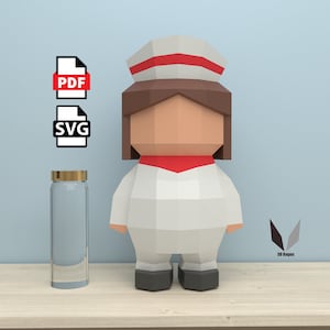 Nurse kid 3D papercraft | DIY paper sculpture | Paper model pattern | Do it yourself | Low poly | PDF pattern | origami | home decor