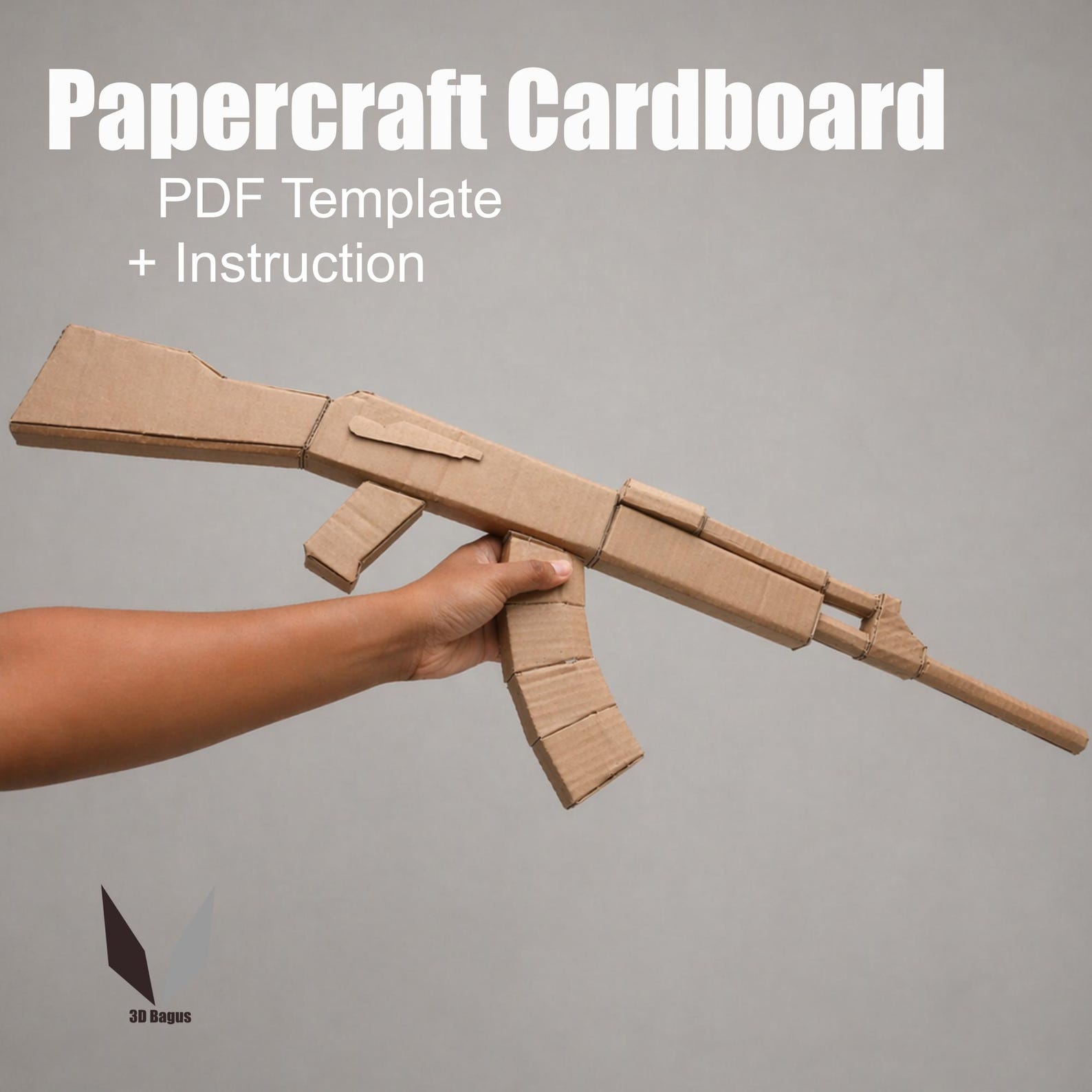 AK47 Rifle Cardboard 3D Papercraft Model: DIY Low Poly Sculpture (PDF ...