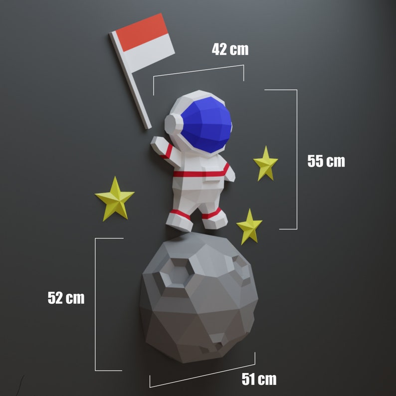 Papercraft Moonbase Astronaut & Moon 3D Papercraft: DIY Low Poly Paper Sculpture (PDF ...