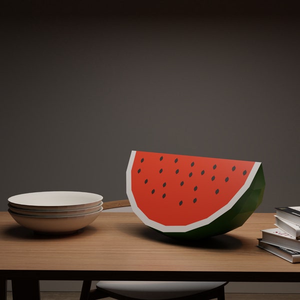 Watermelon 3D papercraft | DIY paper sculpture | Paper model pattern | Do it yourself | Low poly | PDF pattern | origami | Fruit