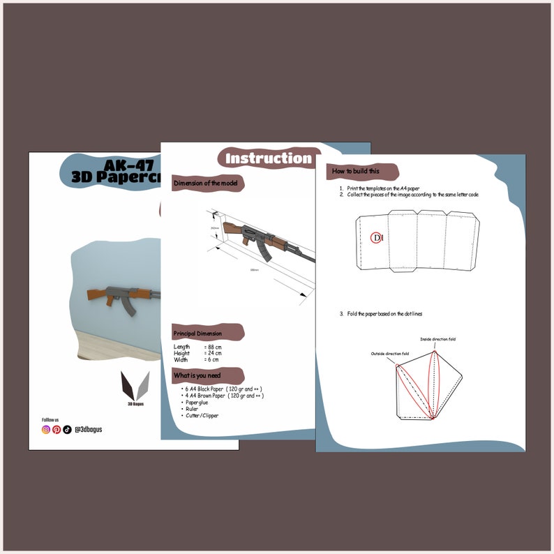 Military Weapons 3D Papercraft Bundle | Low Poly Paper Model (PDF ...