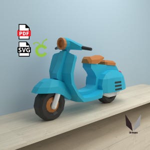 Scooter 3D Papercraft: laag poly-papieren model (pdf-patroon)