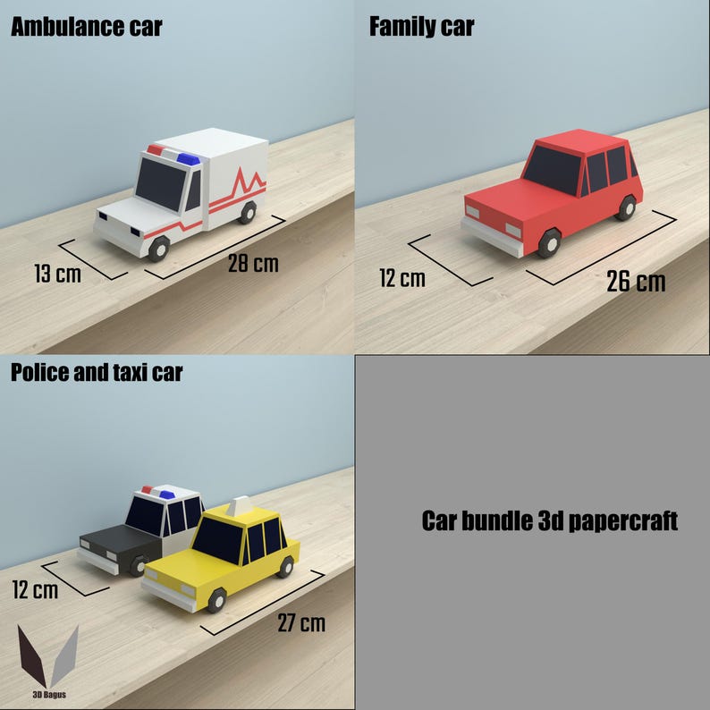 Car Bundle 3D Papercraft: DIY Low Poly Paper Model (PDF Pattern) - Etsy