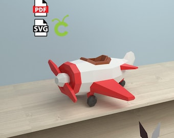 3D Papercraft Plane: DIY Low Poly Model (PDF Pattern)
