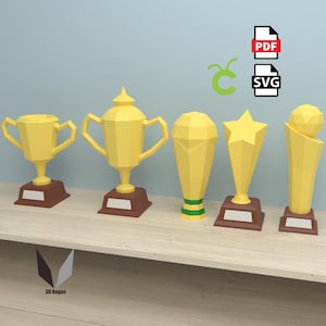 Paquete de trofeos: Papercraft DIY de baja poligonización (patrón PDF)