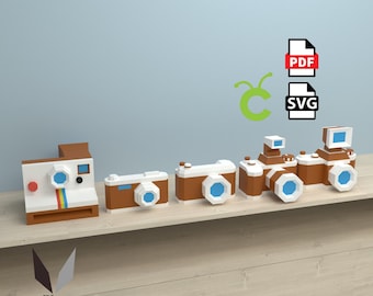 Camera Bundle 3D Papercraft : Low Poly Paper Sculpture (PDF Pattern)