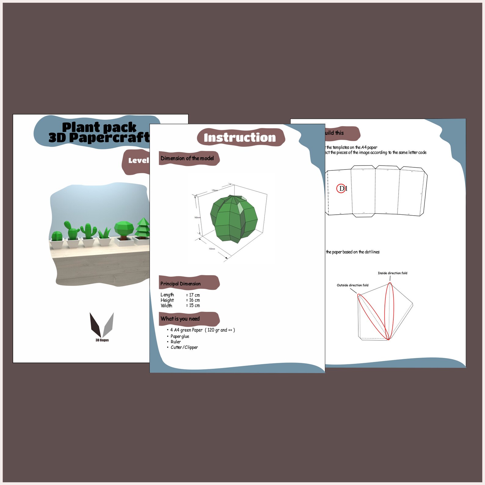 Plant Pack 3D Papercraft: DIY Low Poly Paper Sculpture (PDF Pattern) - Etsy