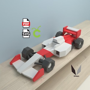F1 Car 3D Papercraft: DIY Low Poly Paper Model (PDF Pattern)