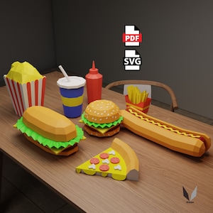 Junk Food Papercraft: DIY Low Poly Paper Sculpture (PDF Pattern)