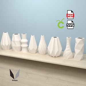 3D Papercraft Vase Bundle: Low Poly Papiermodell (PDF-Muster)