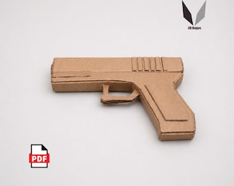 Glock Handgun Cardboard 3D Papercraft Model: DIY Low Poly Sculpture (PDF Pattern)