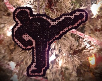 Handmade Cross-Stitched Karate/Martial Arts Silhouette Ornament