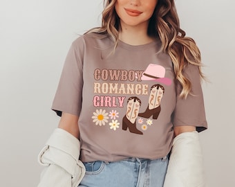 Cowboy Romance Girly  Bookish Unisex Crew Neck T-Shirt - Bookish T-shirt, Book Lover Gift Idea, Reader Gift