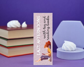 Books and Tea Bookmark  Bibliophile Bookmark - Book Lover Gift - Romance Reader Bookmark - Birthday Gift