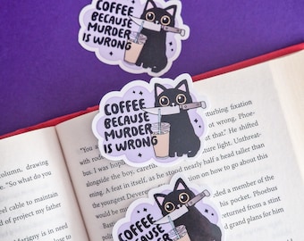 Black Cat Ice Coffee sticker - Waterproof Vinyl Sticker - Book Lover Gift