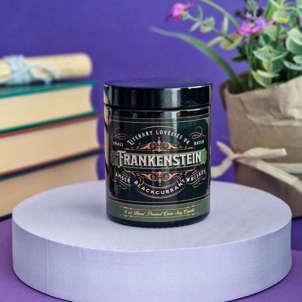 Monster Literary Candle - Bookish Soy Candle - Book Lover Gift - Frankenstein Fandom - Gifts for Readers - Gothic Literature