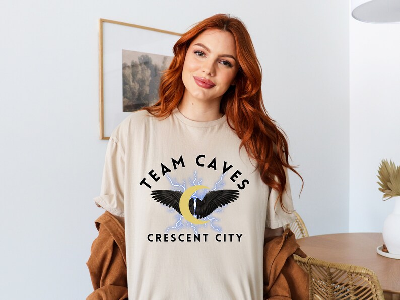 Team Caves Tee Shirt Crescent City T-shirt Crew Neck T-shirt Bookish T-shirt Sarah J Maas Official Licensed Merch image 4