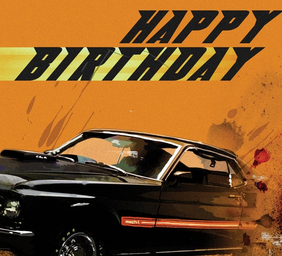 Mustang Muscle Car Happy Birthday Art Card Male Card Card | Etsy