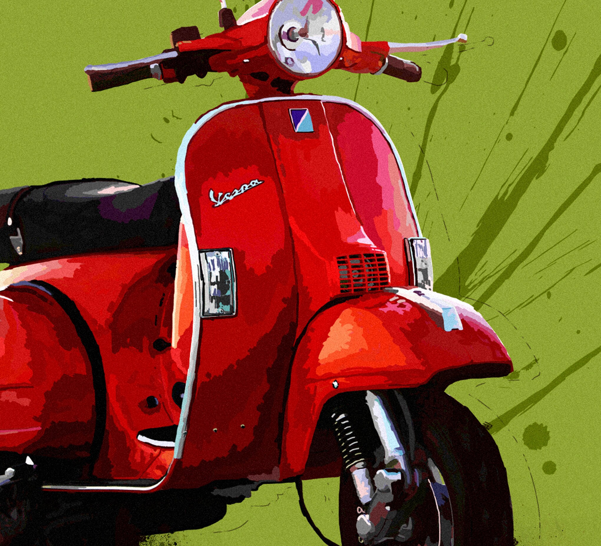 The Vespa Motorbike Art Card Happy Birthday Card Classic Etsy