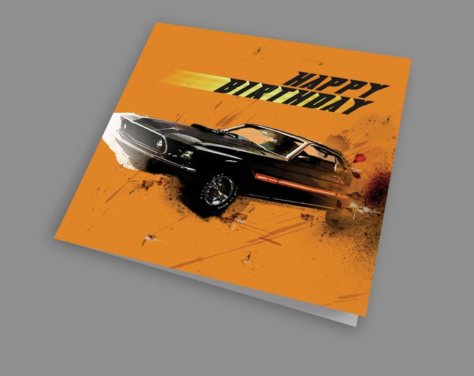 Mustang Muscle Car Happy Birthday Art Card Male Card Card Etsy