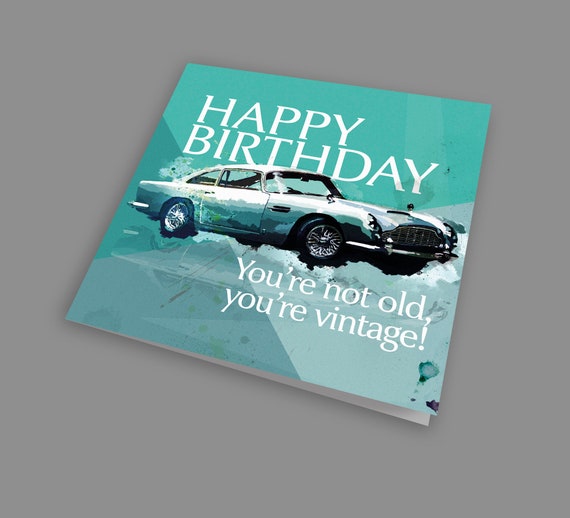 Personalised Any Text//Occasion//Text Inside Green Mercedes Car Greeting Card