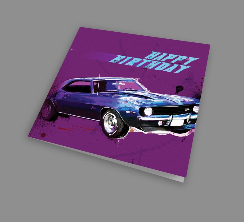 Camaro Muscle Car Happy Birthday Art Card Boys Card Card Etsy