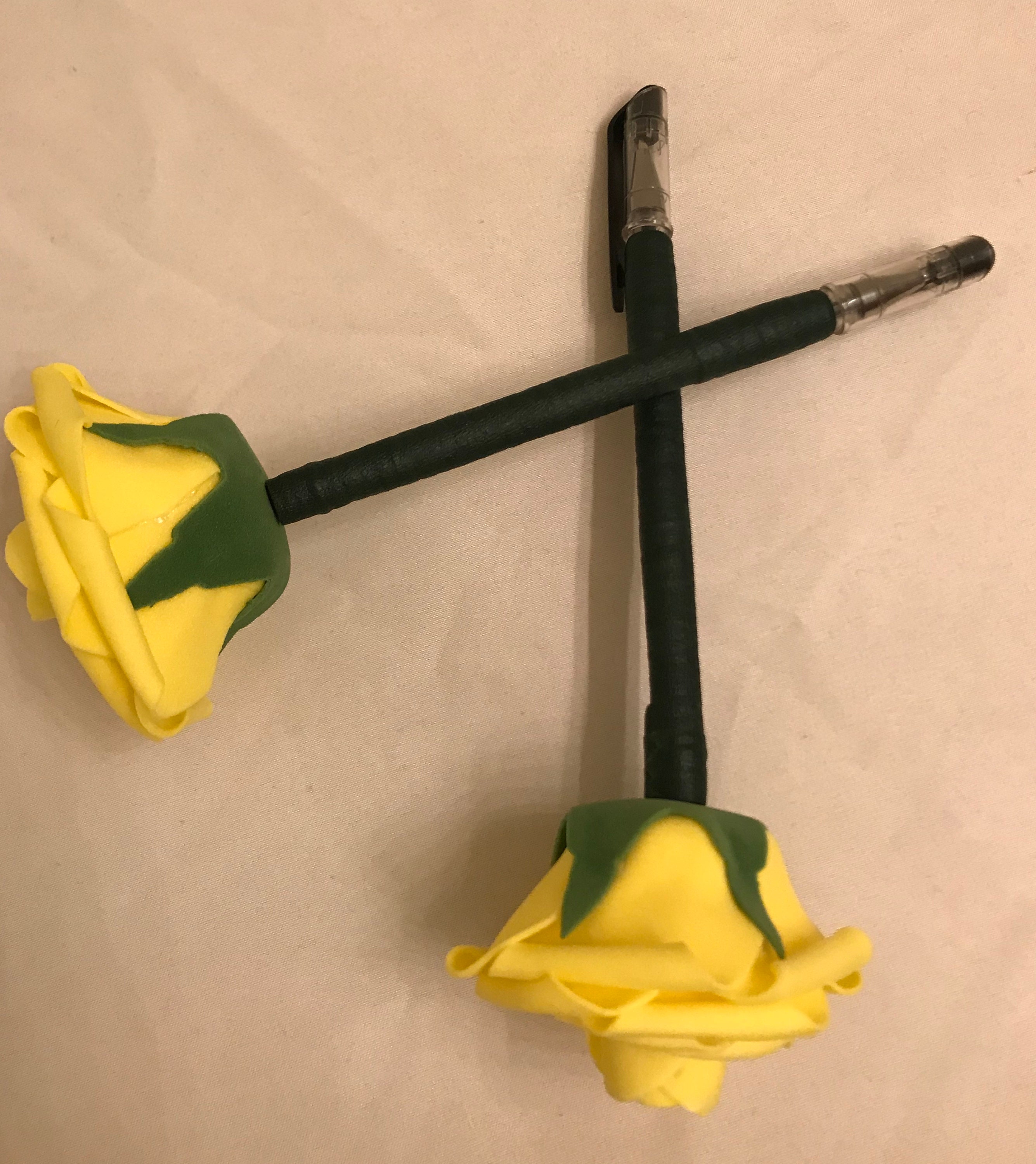 Handcrafted Rose Flower Pen Yellow Flower Pens Wedding Etsy