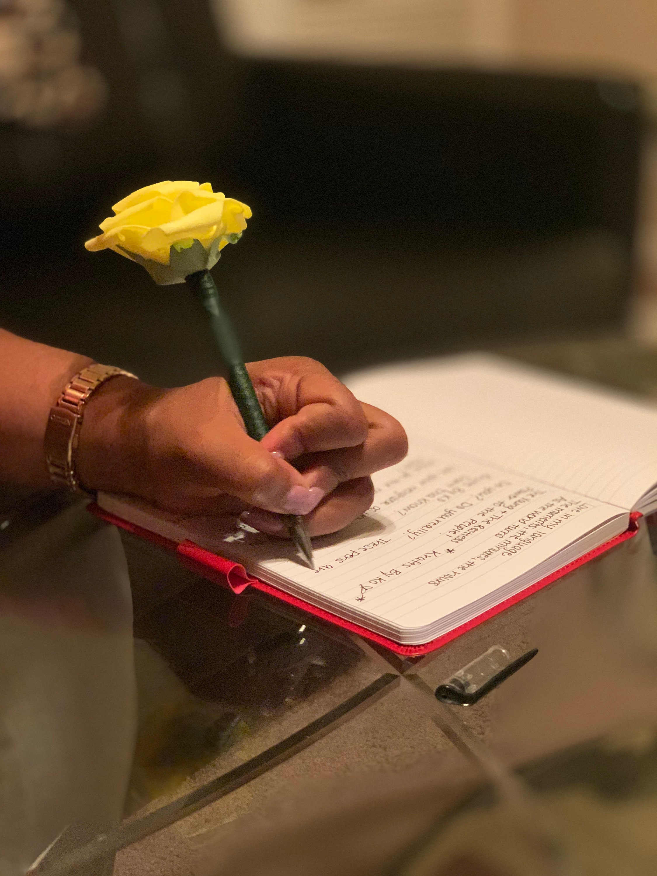 Handcrafted Rose Flower Pen Yellow Flower Pens Wedding Etsy