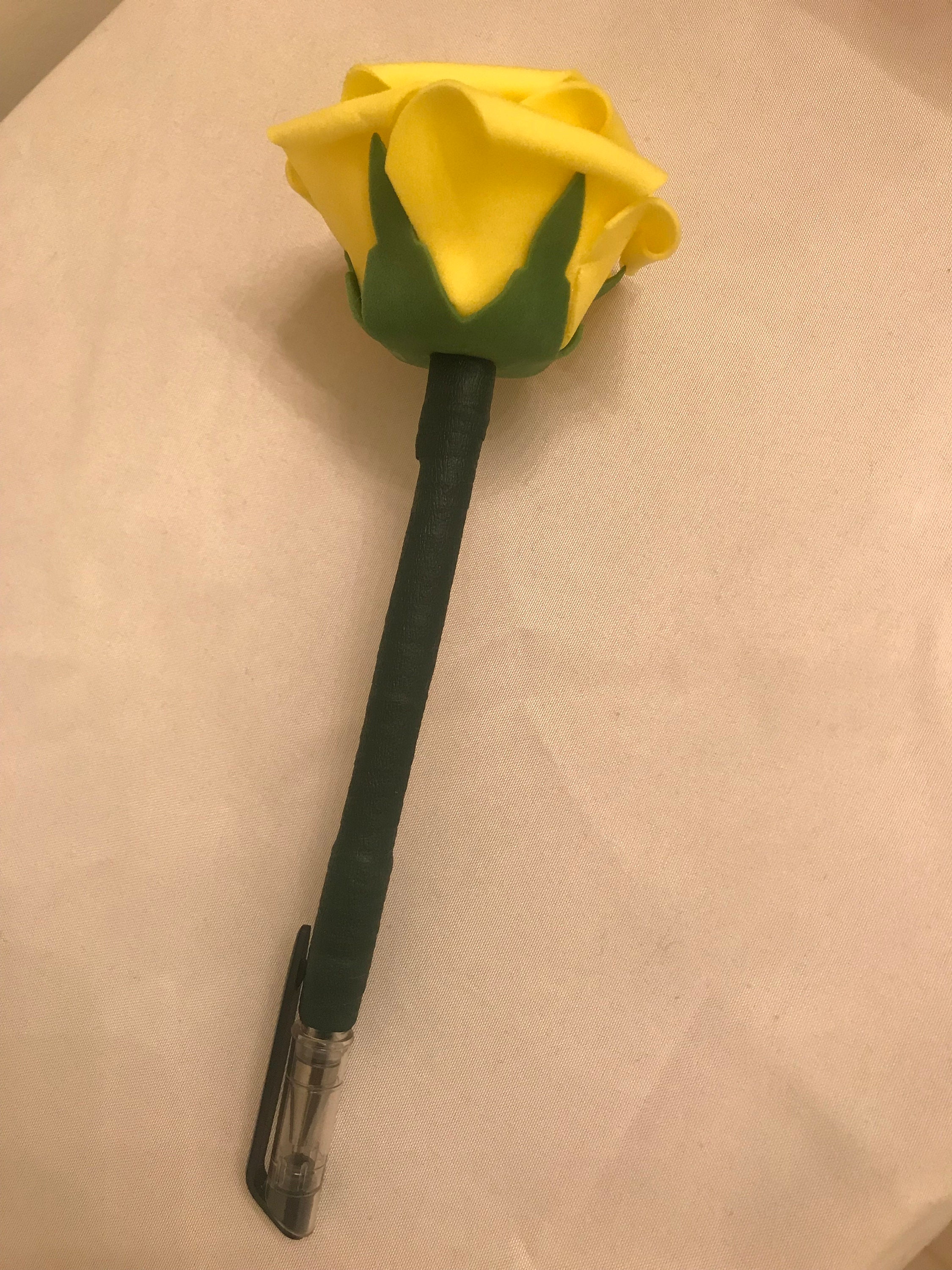 Handcrafted Rose Flower Pen Yellow Flower Pens Wedding Etsy