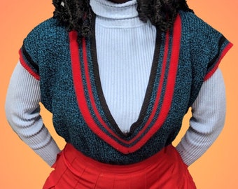 Vibrant sleeveless Vintage sweater Vest