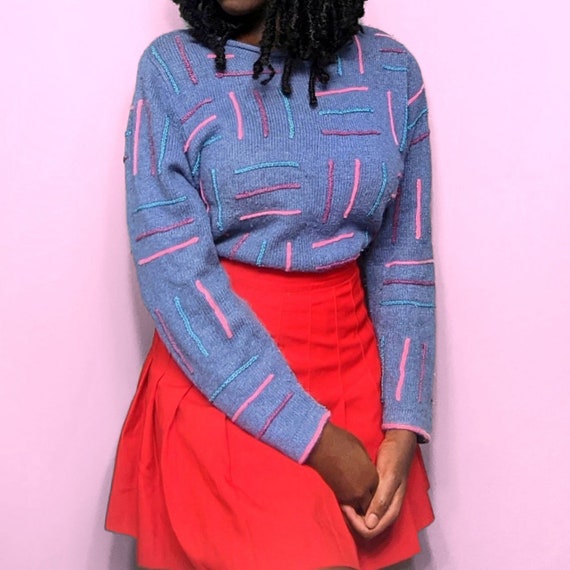 Vintage Cotton Candy Dream crosshatch Sweater