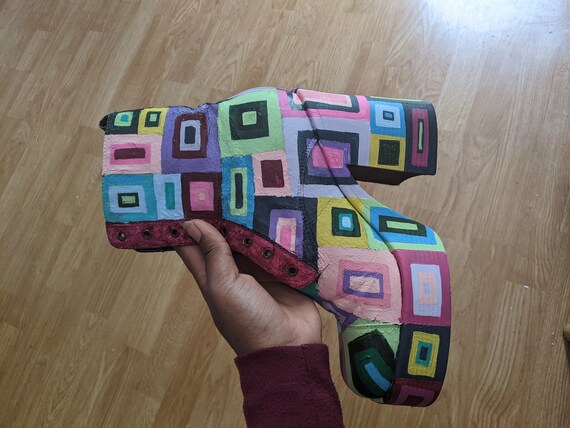 Colour Block Patchwork Boots - image 2