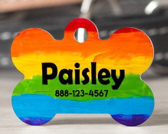 Pet Tag, Personalized Pet ID Tag, Rainbow Pet Tag, Pet Name Tag, Colorful Pet Tag, Cat ID Tag, Cat Tag, Double Sided Dog Tag 47PT