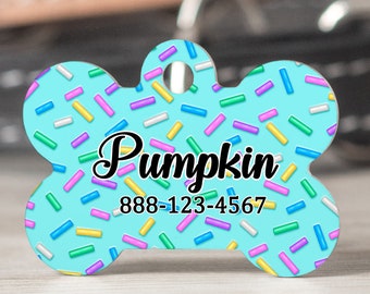 Sprinkles Pet Tag, Personalized Pet ID Tag, Candy Dog Name Tag, Pet Name Tag, Beach Pet Tag, Cat ID Tag, Cat Tag, Double Sided Dog Tag 42PT